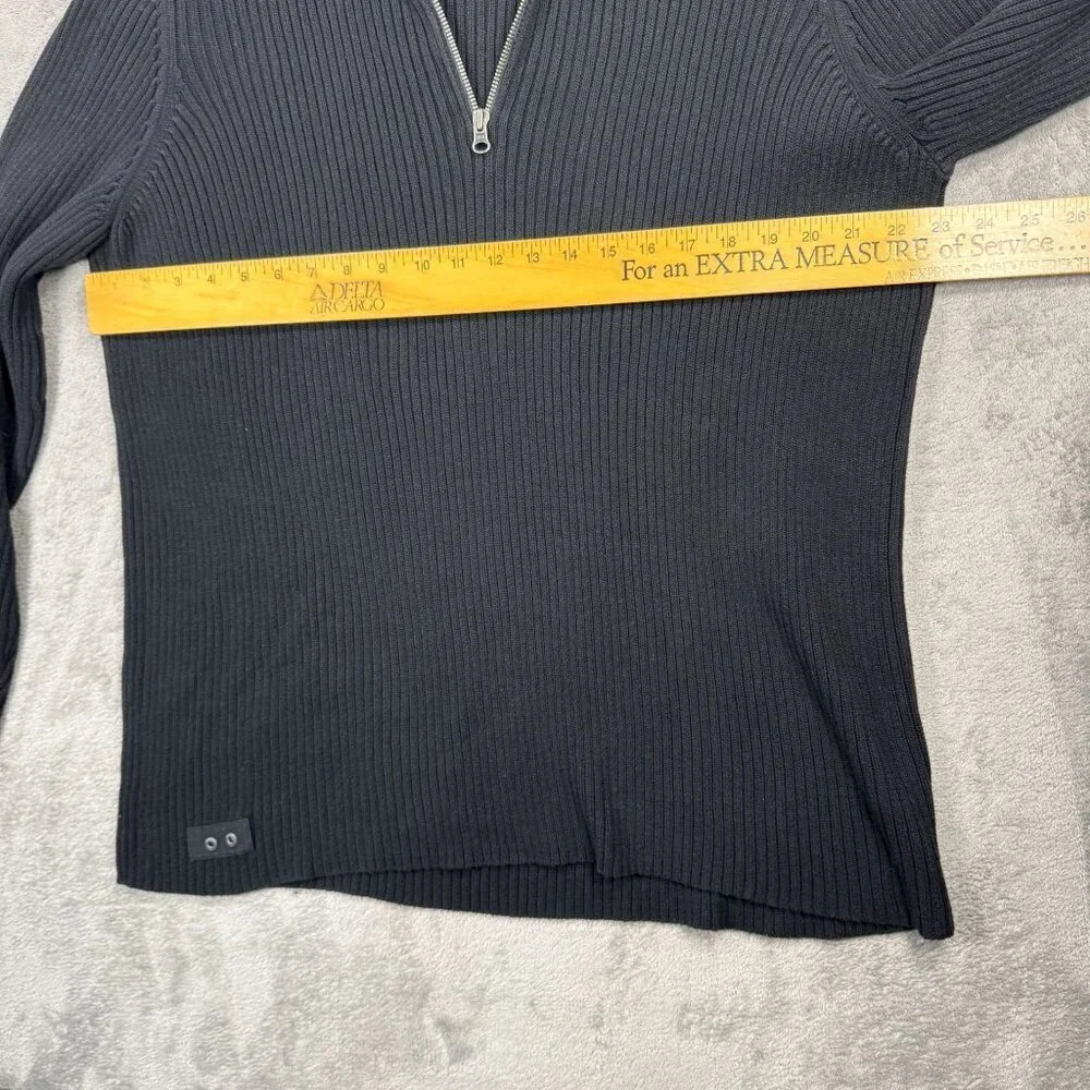 Y2K Grunge Converse Ribbed Quarter Zip Sweater Knit Black Pullover Punk Skater
